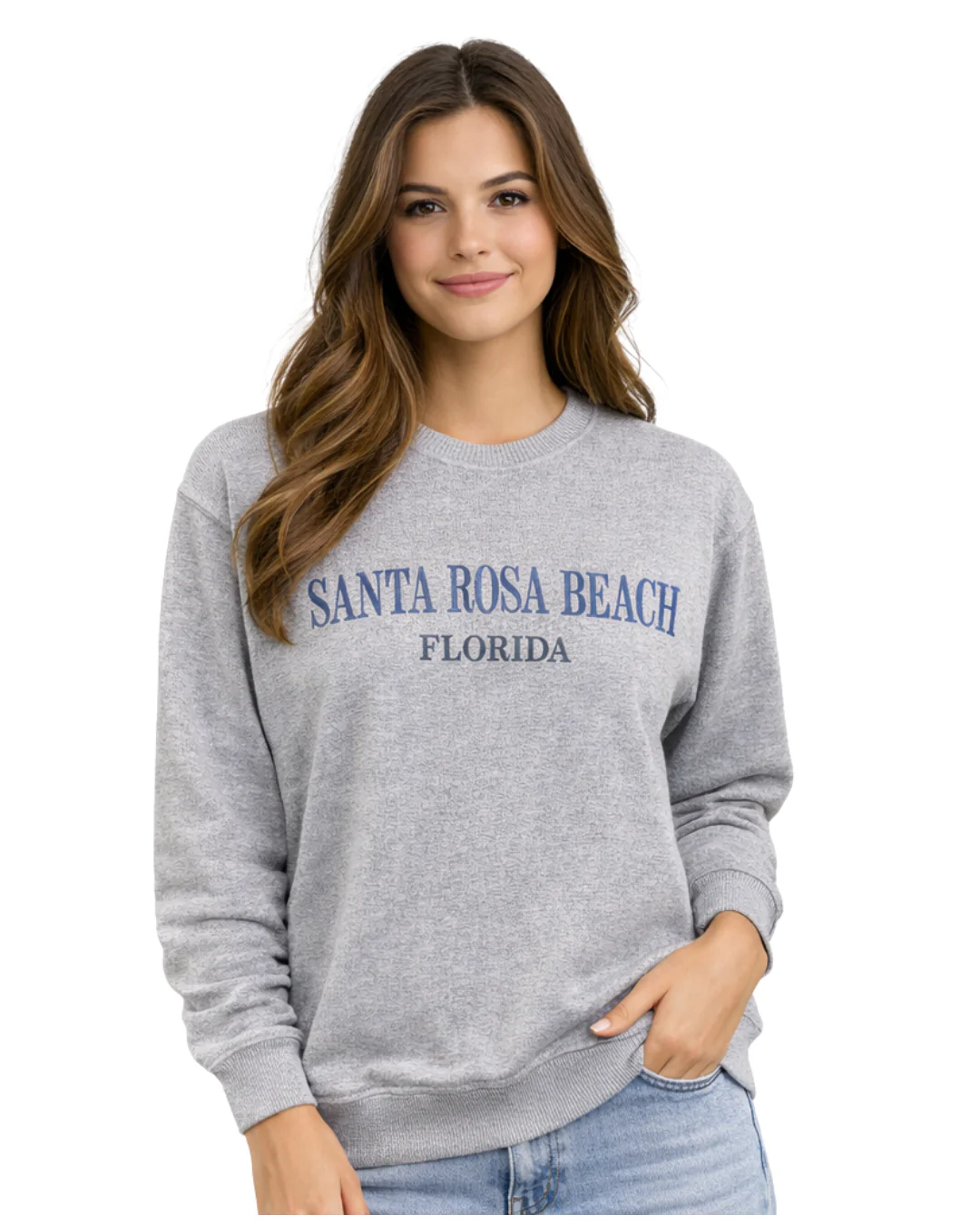 Santa Rosa Beach, Fl Women Nantucket Crewneck – Embroidered City Name Appliqué (Style AP267AI) - Image 3