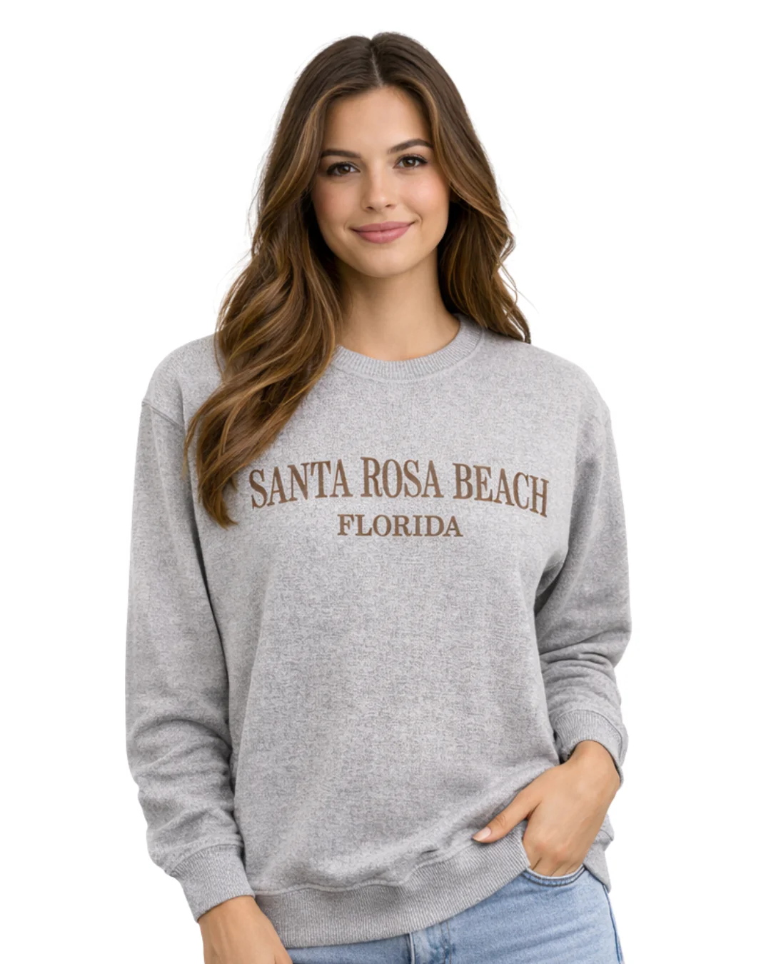 Santa Rosa Beach, Fl Women Nantucket Crewneck – Embroidered City Name Appliqué (Style AP267AI) - Image 5