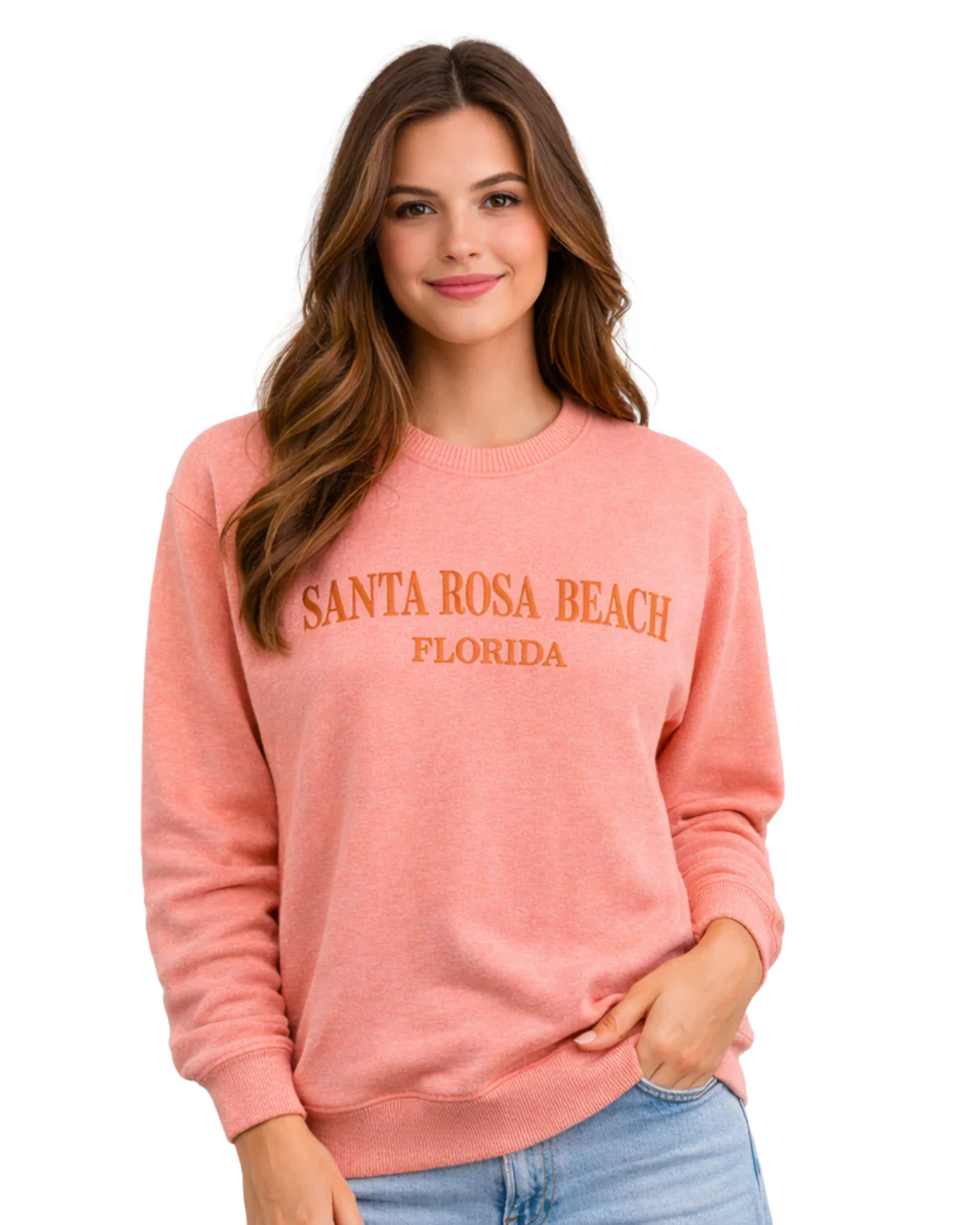 Santa Rosa Beach, Fl Women Nantucket Crewneck – Embroidered City Name Appliqué (Style AP267AI) - Image 6