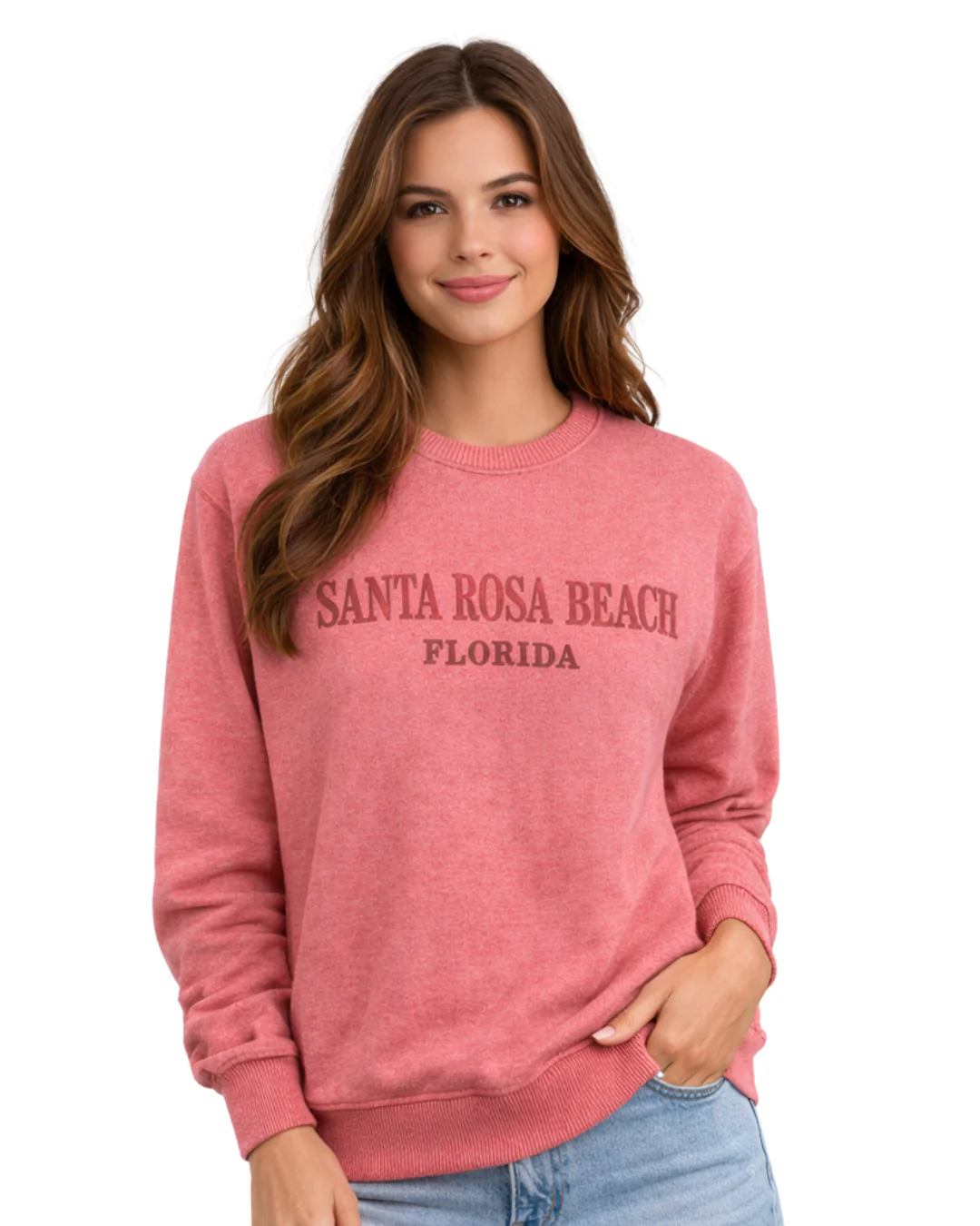 Santa Rosa Beach, Fl Women Nantucket Crewneck – Embroidered City Name Appliqué (Style AP267AI) - Image 7