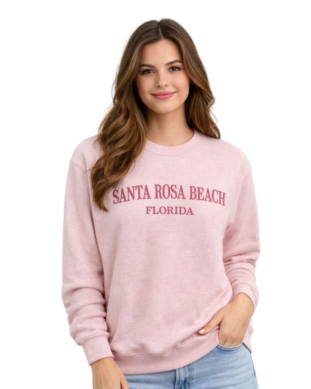 Santa Rosa Beach, Fl Women Nantucket Crewneck – Embroidered City Name Appliqué (Style AP267AI) - Image 8
