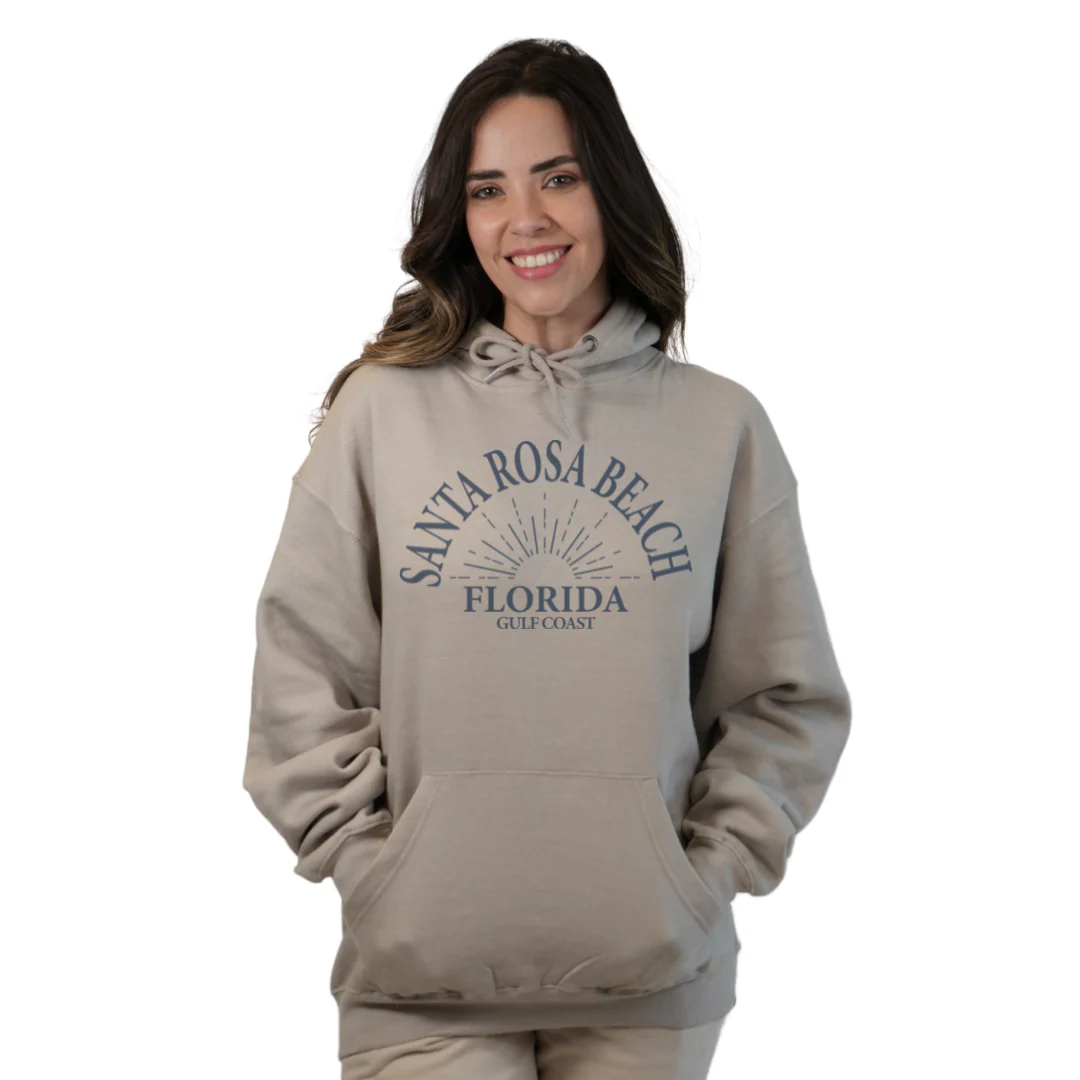 Santa Rosa Beach Pullover Hoodie Women with Big Front Florida Gulf Coast Design Style 252 - Image 3