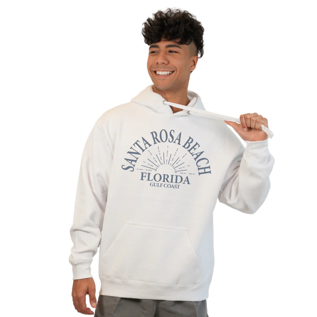 Santa Rosa Beach Pullover Hoodie Men with Big Front Florida Gulf Coast Design Style 252 - Image 4