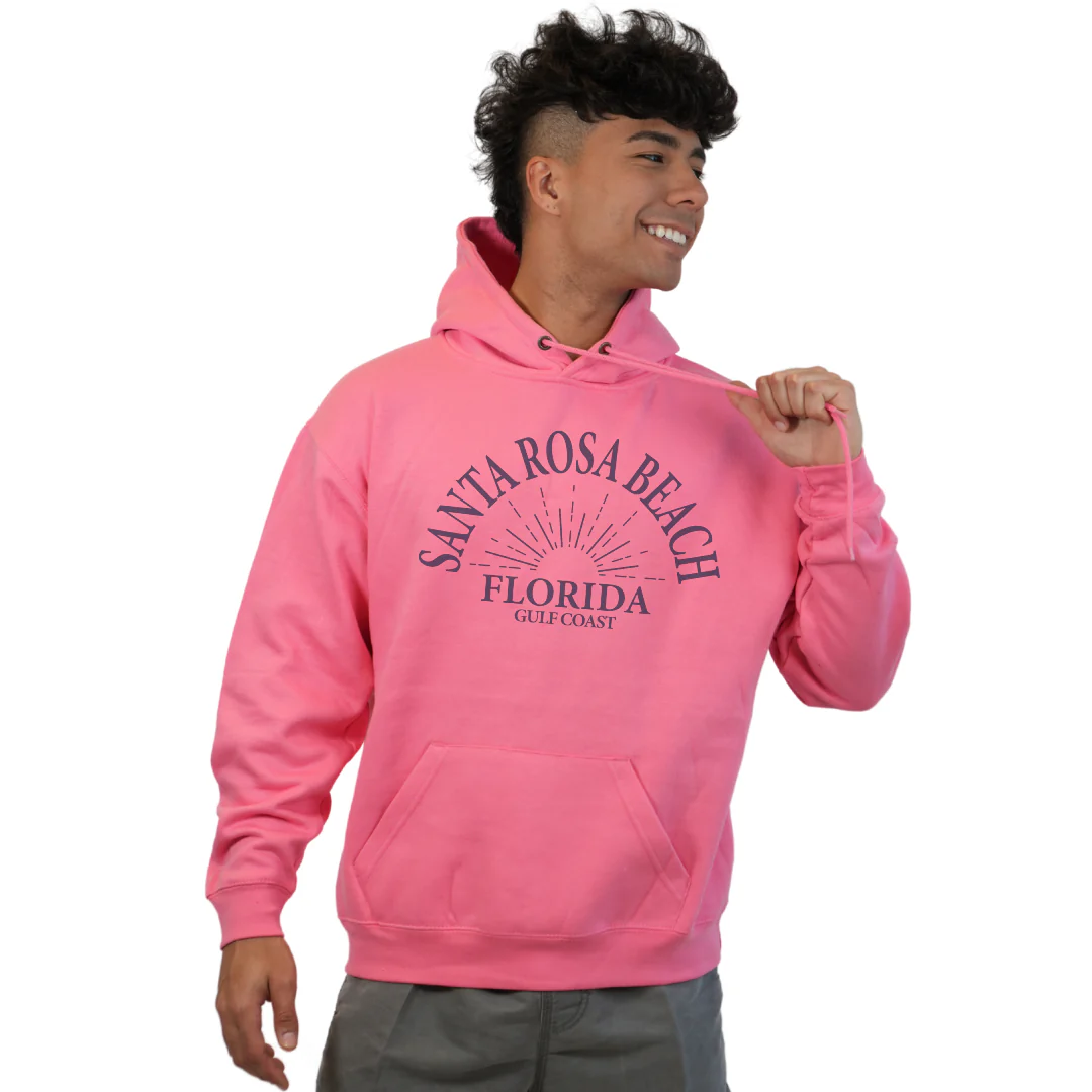 Santa Rosa Beach Pullover Hoodie Men with Big Front Florida Gulf Coast Design Style 252 - Image 5