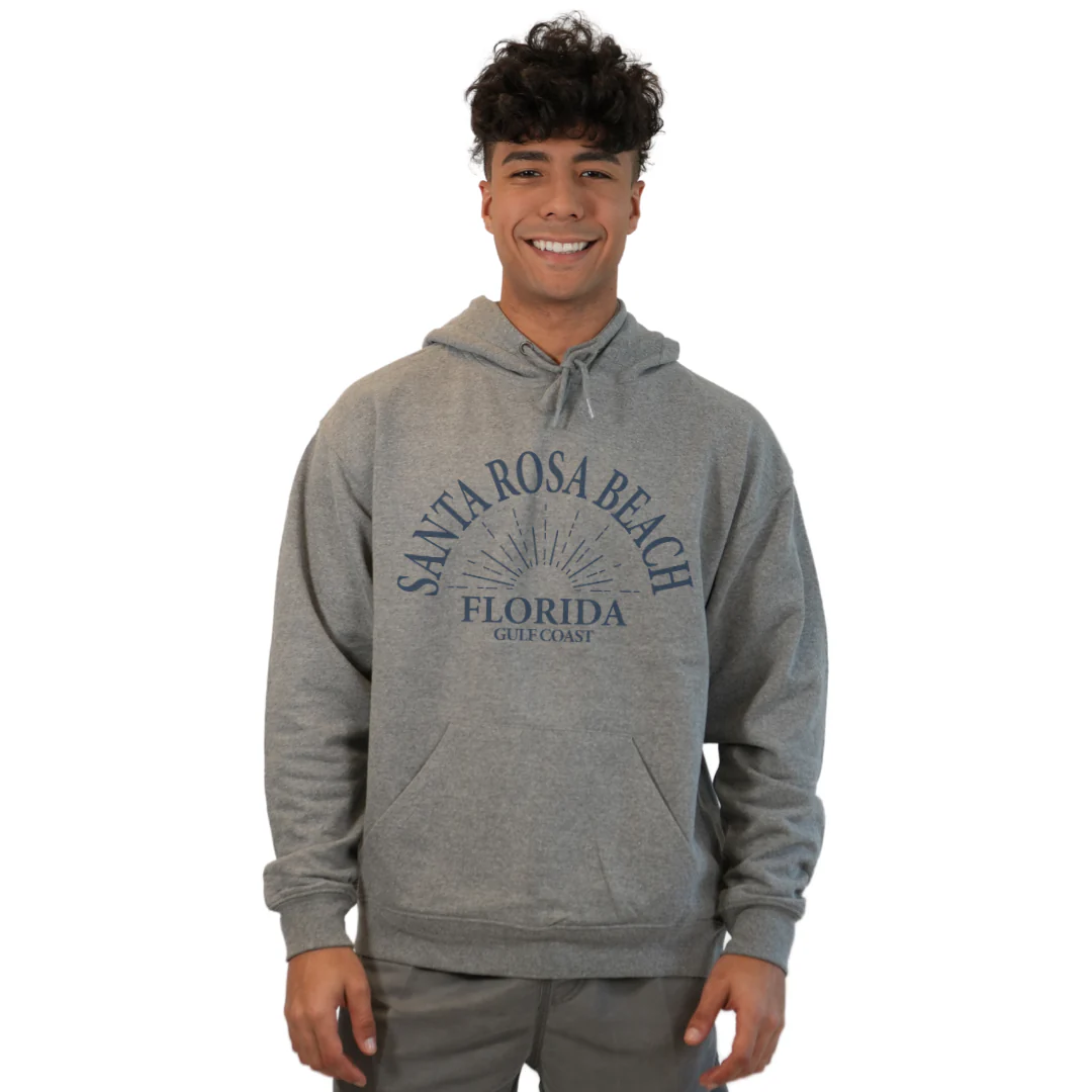 Santa Rosa Beach Pullover Hoodie Men with Big Front Florida Gulf Coast Design Style 252 - Image 8