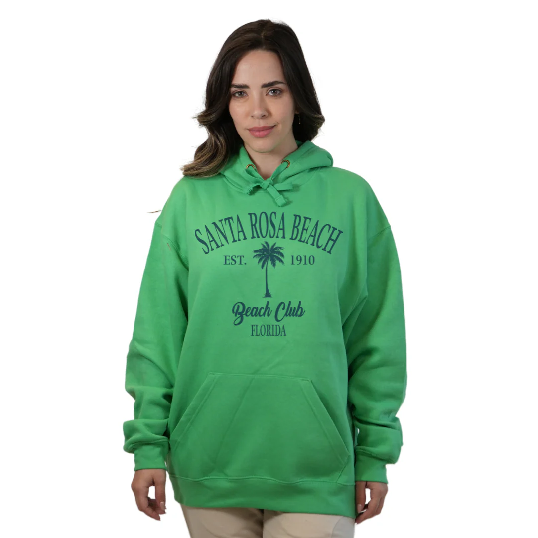 Santa Rosa Beach Pullover Hoodie Women with Big Front Palm Tree Beach Club Design Style 252 - Image 10
