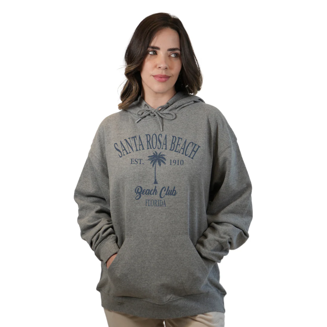 Santa Rosa Beach Pullover Hoodie Women with Big Front Palm Tree Beach Club Design Style 252 - Image 8
