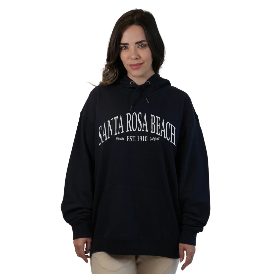 Santa Rosa Beach Pullover Hoodie Women with Big Front White Letters Design Style 252 - Image 13
