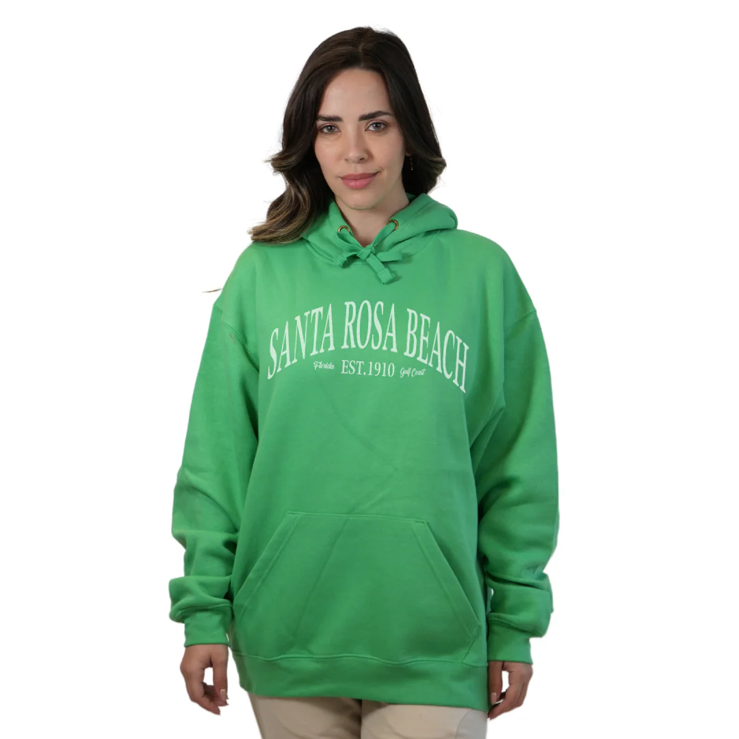 Santa Rosa Beach Pullover Hoodie Women with Big Front White Letters Design Style 252 - Image 14