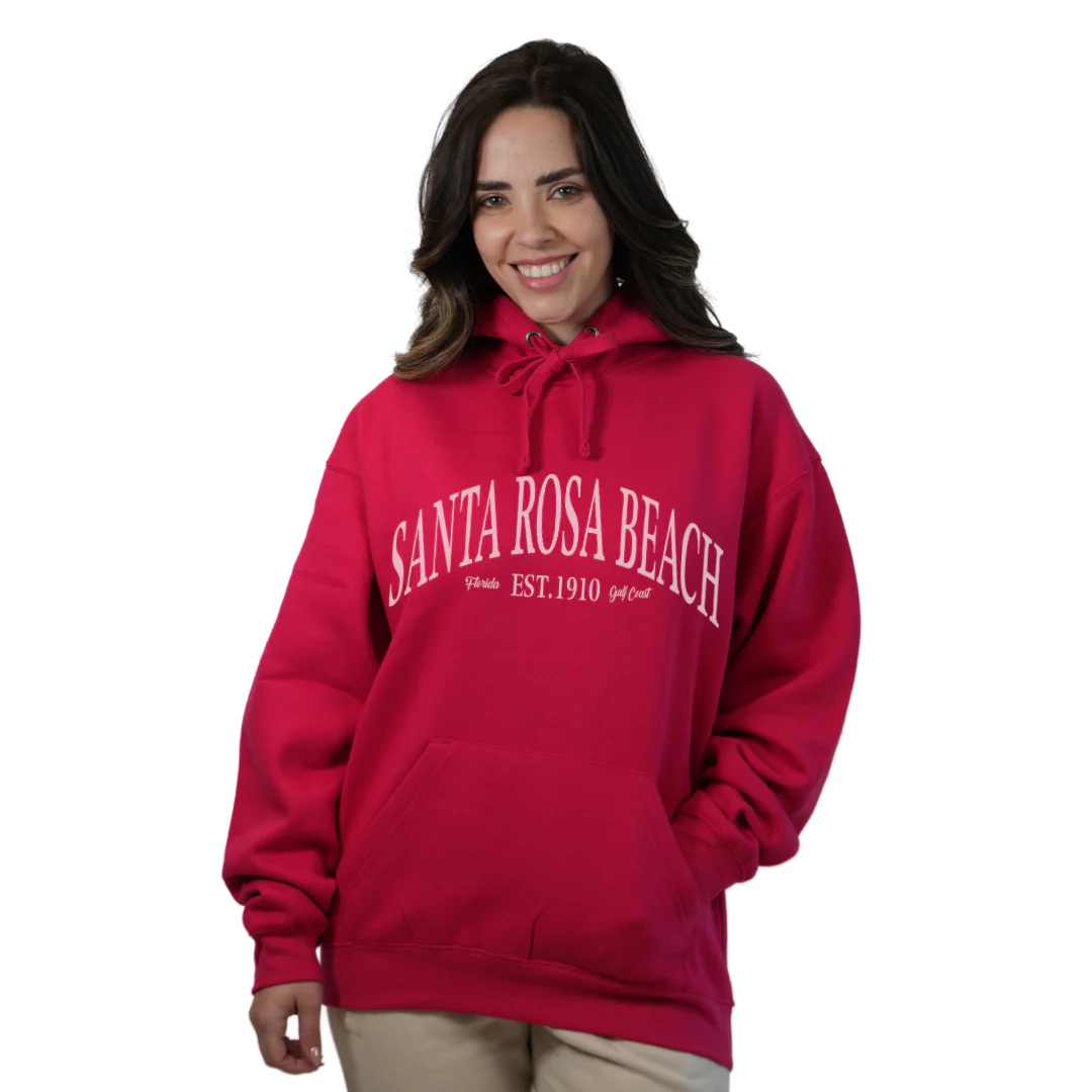 Santa Rosa Beach Pullover Hoodie Women with Big Front White Letters Design Style 252 - Image 15