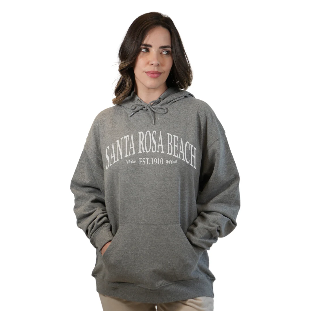 Santa Rosa Beach Pullover Hoodie Women with Big Front White Letters Design Style 252 - Image 16