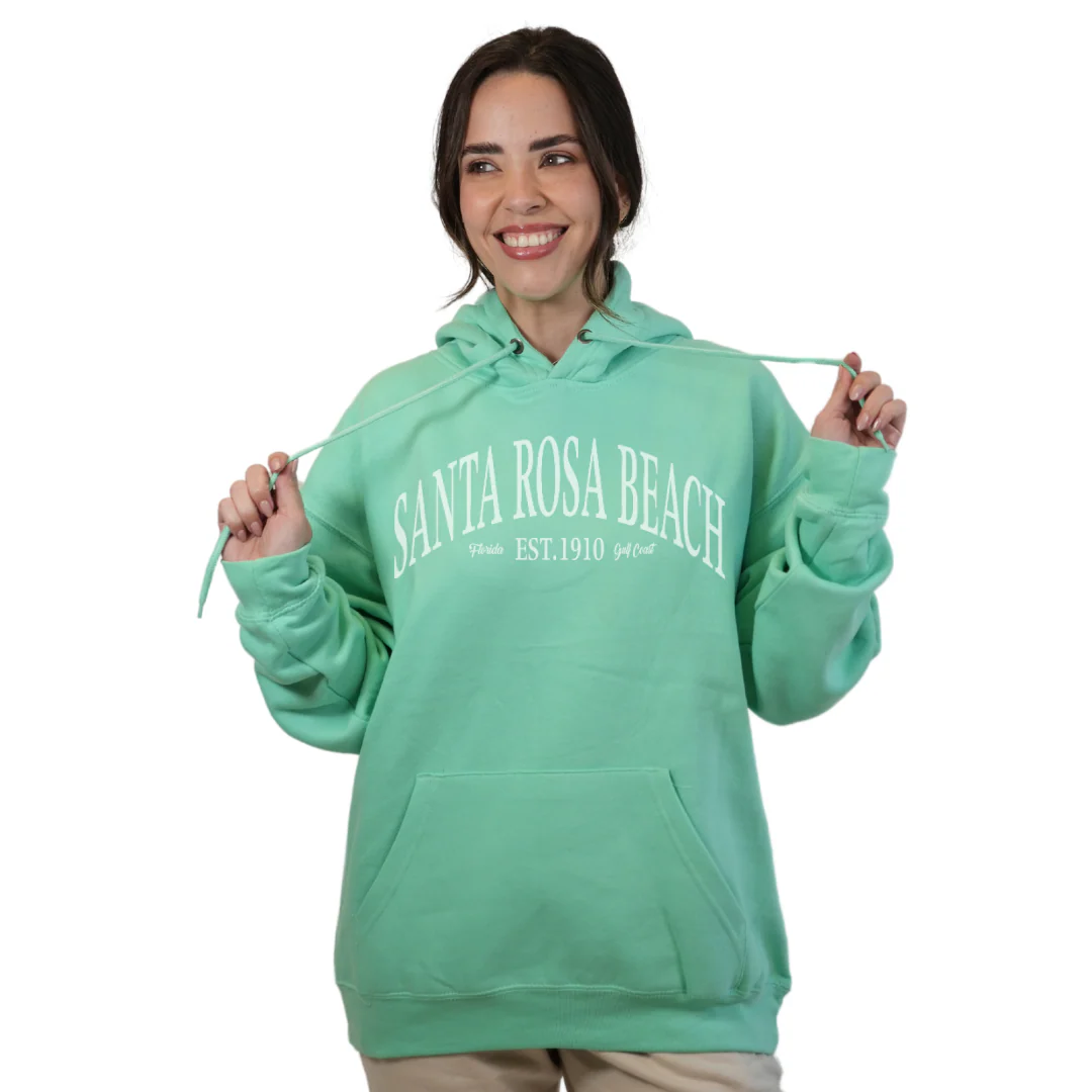 Santa Rosa Beach Pullover Hoodie Women with Big Front White Letters Design Style 252 - Image 3
