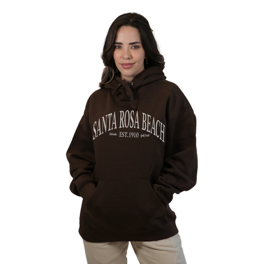 Santa Rosa Beach Pullover Hoodie Women with Big Front White Letters Design Style 252 - Image 6