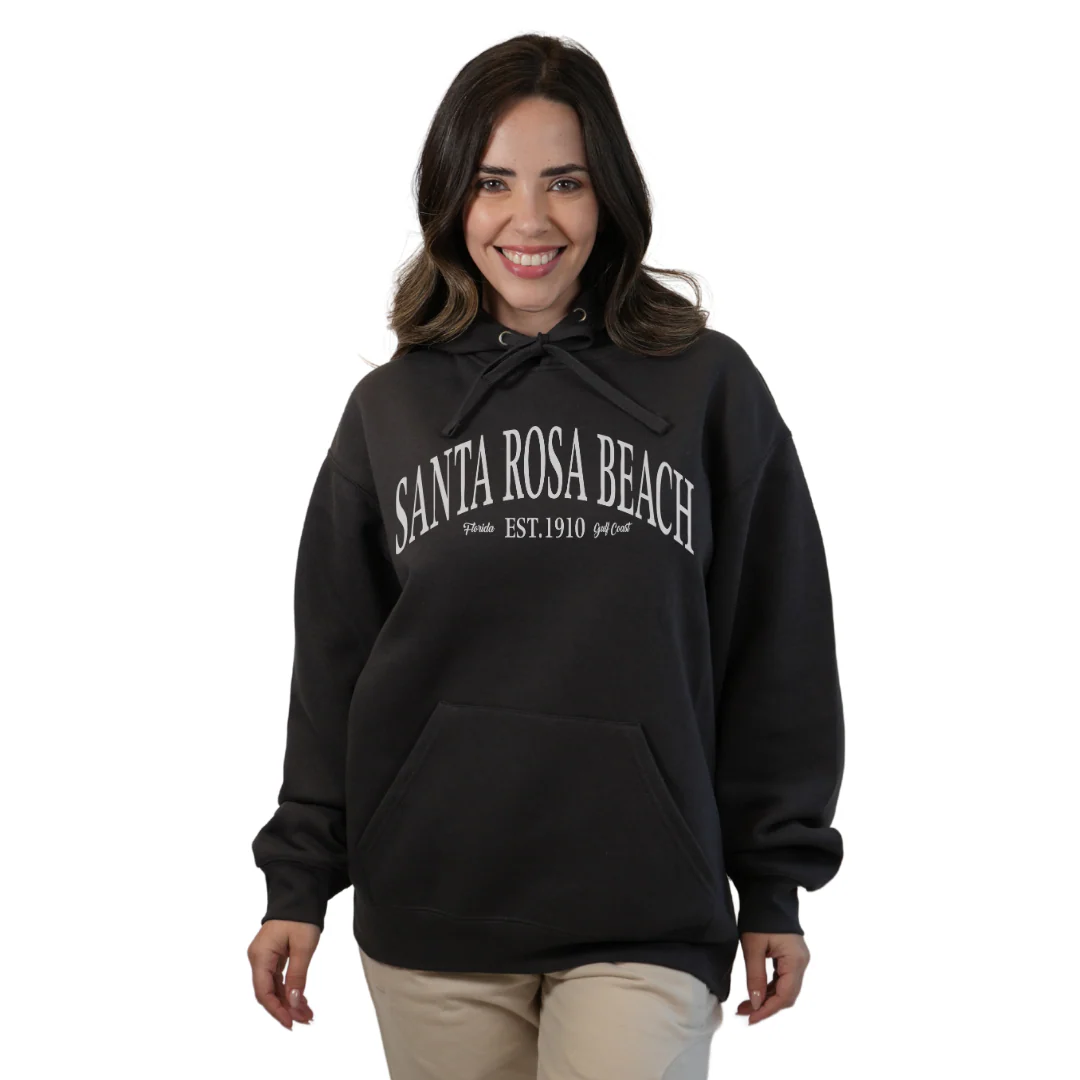 Santa Rosa Beach Pullover Hoodie Women with Big Front White Letters Design Style 252 - Image 8