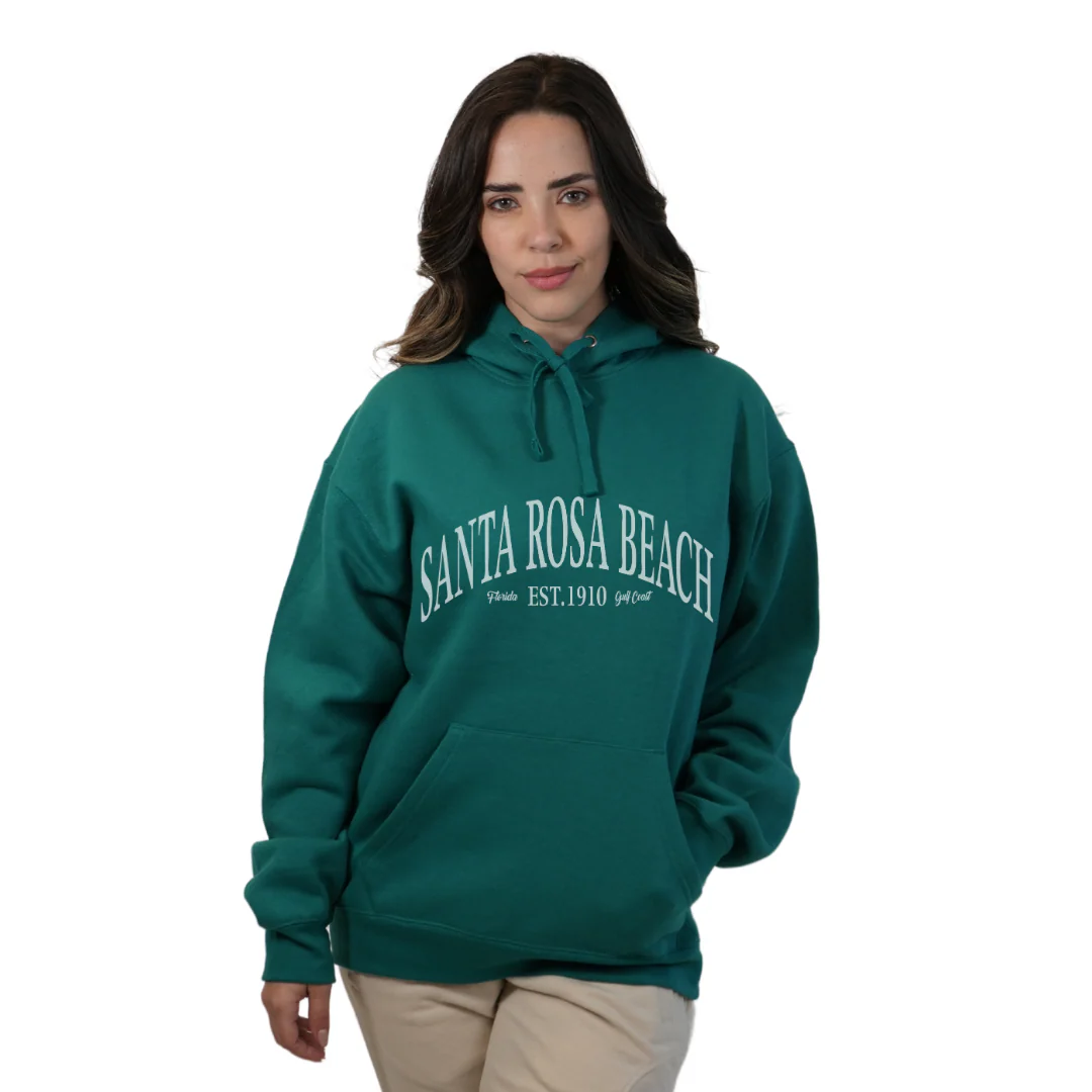 Santa Rosa Beach Pullover Hoodie Women with Big Front White Letters Design Style 252 - Image 9