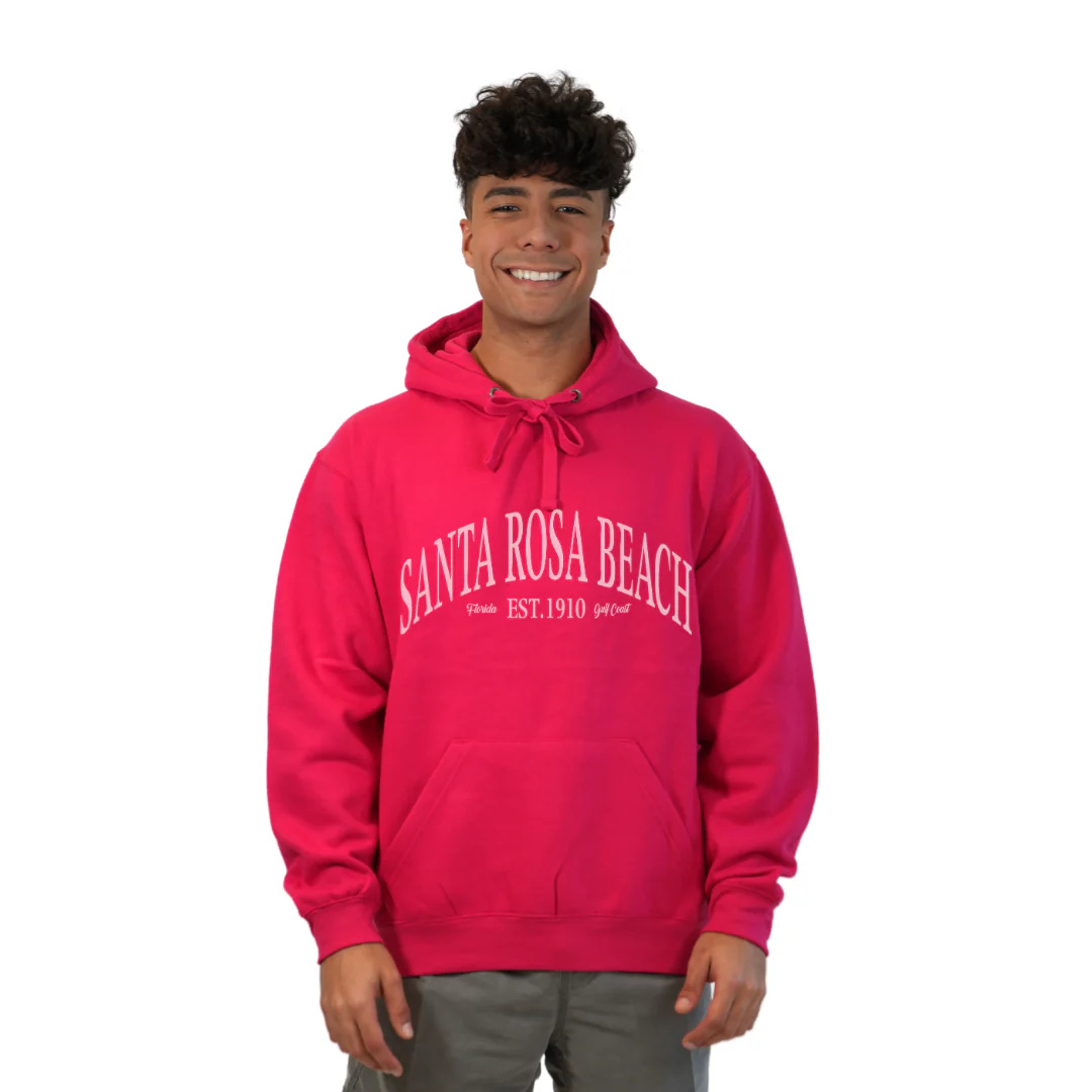 Santa Rosa Beach Pullover Hoodie Men with Big Front White Letters Design Style 252 - Image 11