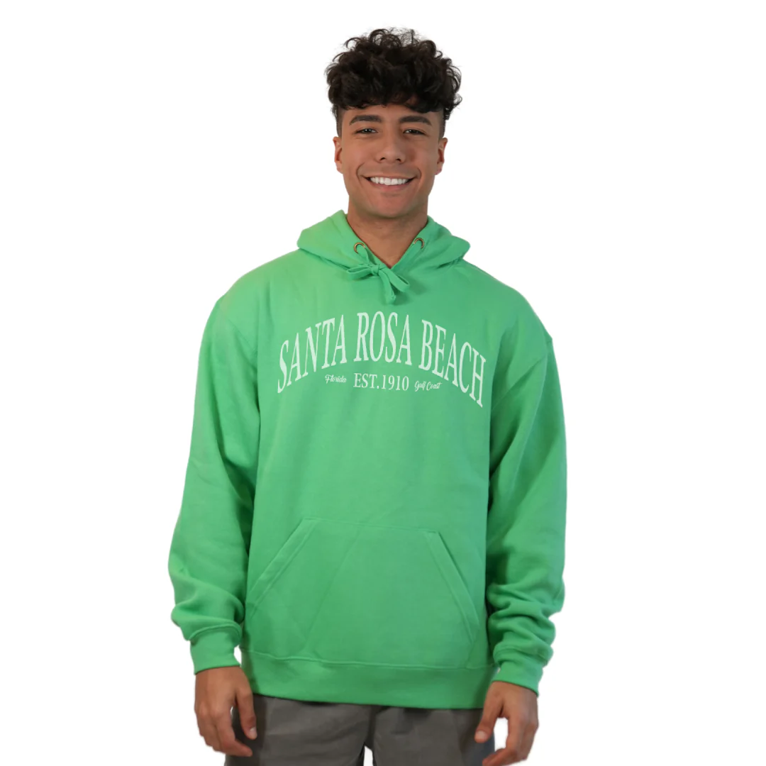 Santa Rosa Beach Pullover Hoodie Men with Big Front White Letters Design Style 252 - Image 13