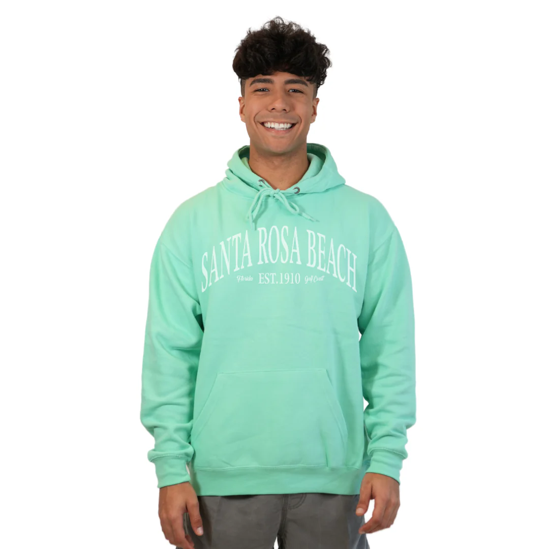 Santa Rosa Beach Pullover Hoodie Men with Big Front White Letters Design Style 252 - Image 14