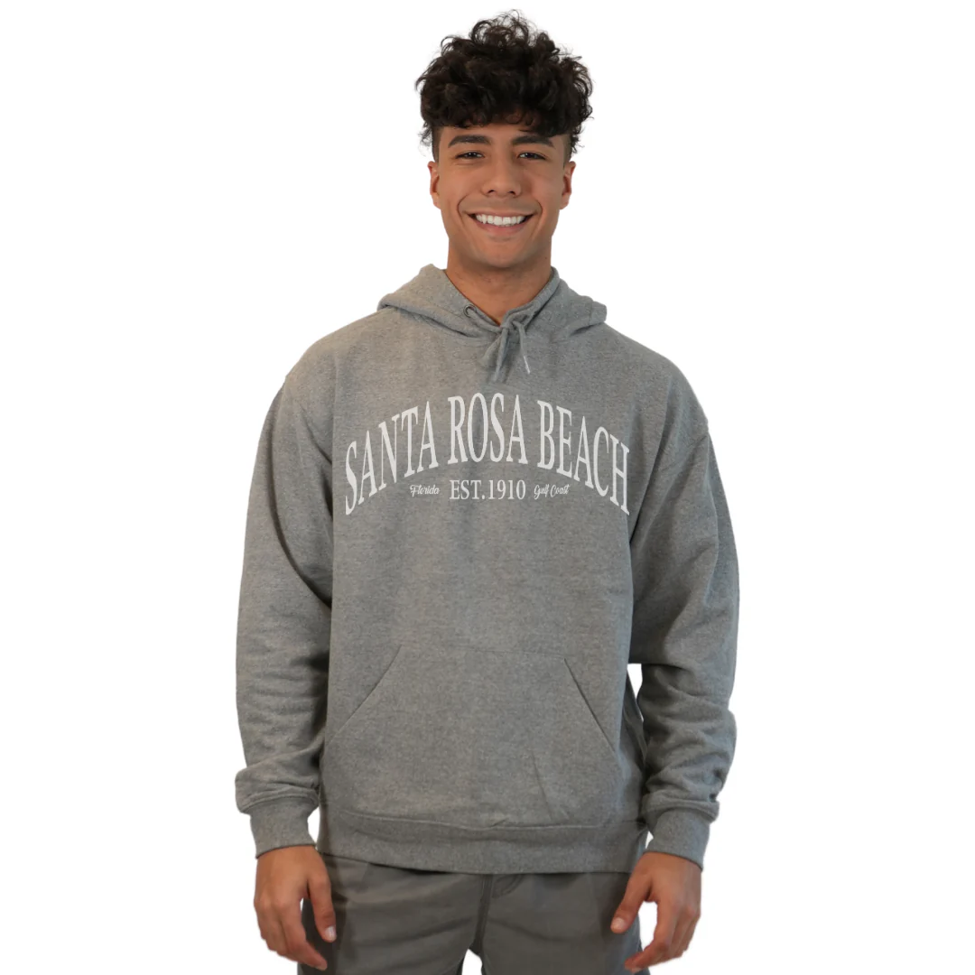 Santa Rosa Beach Pullover Hoodie Men with Big Front White Letters Design Style 252 - Image 16