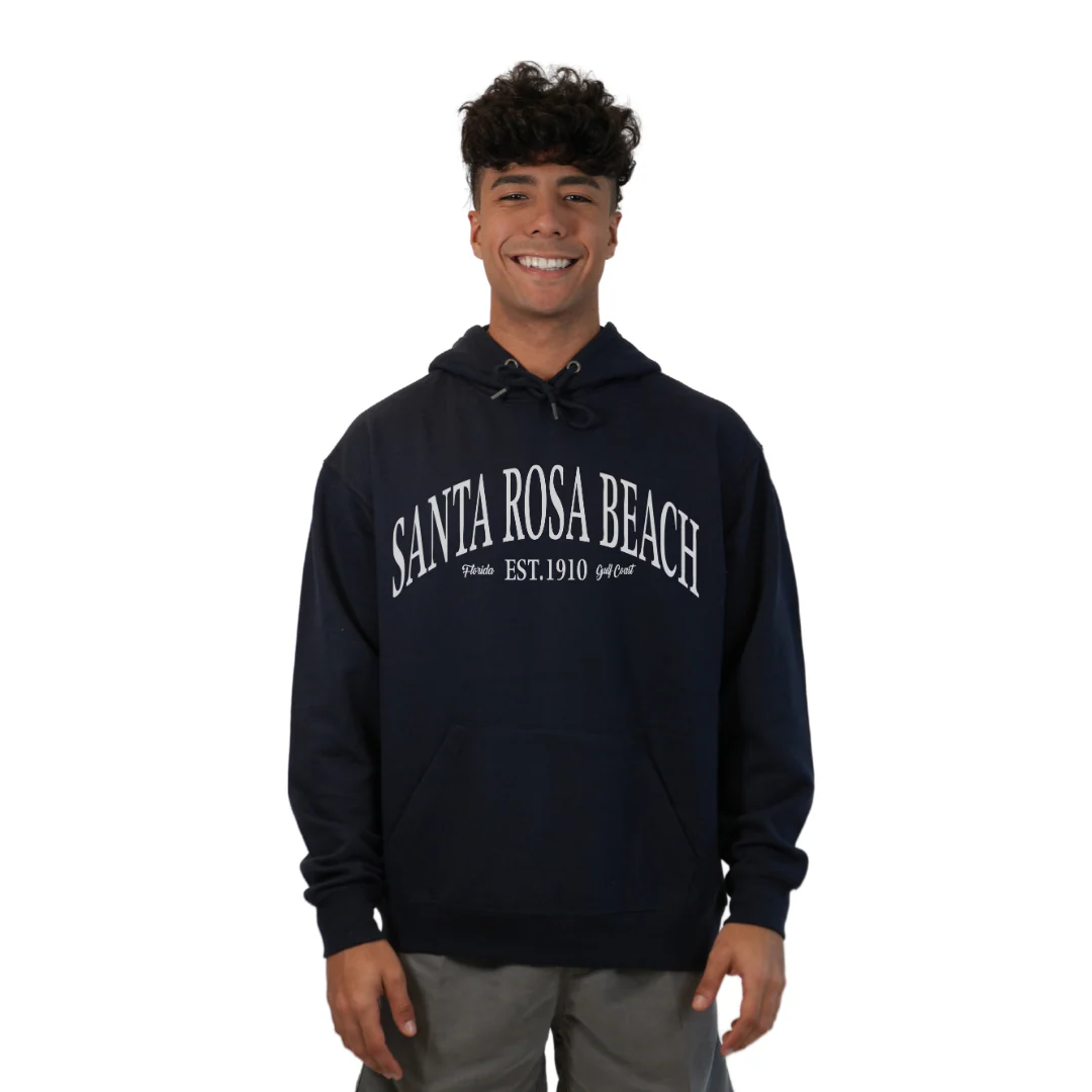 Santa Rosa Beach Pullover Hoodie Men with Big Front White Letters Design Style 252 - Image 17