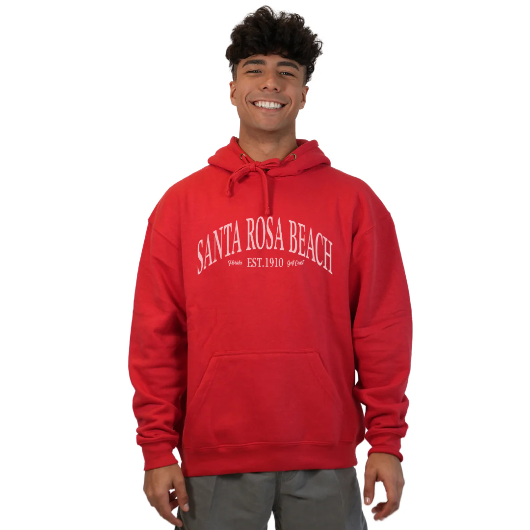 Santa Rosa Beach Pullover Hoodie Men with Big Front White Letters Design Style 252 - Image 3