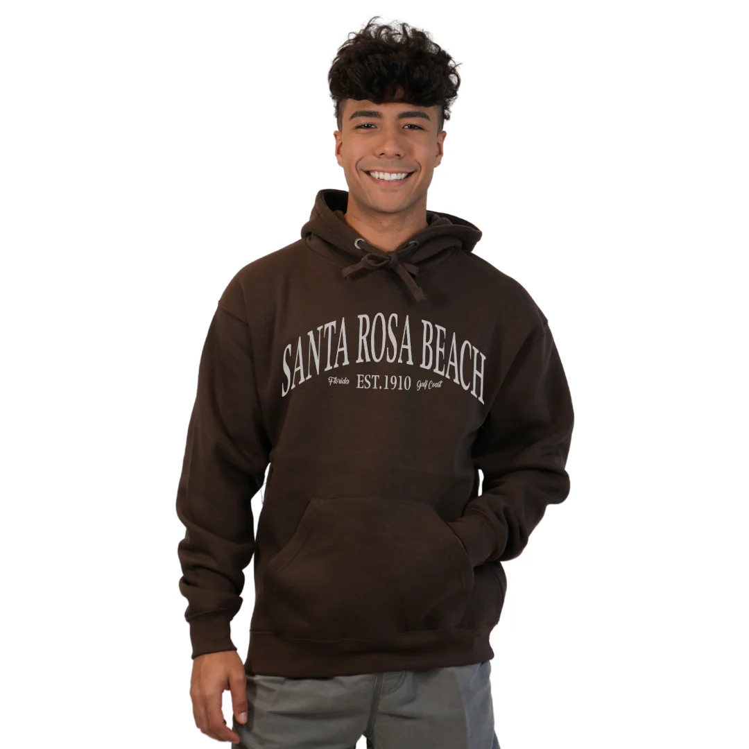 Santa Rosa Beach Pullover Hoodie Men with Big Front White Letters Design Style 252 - Image 4