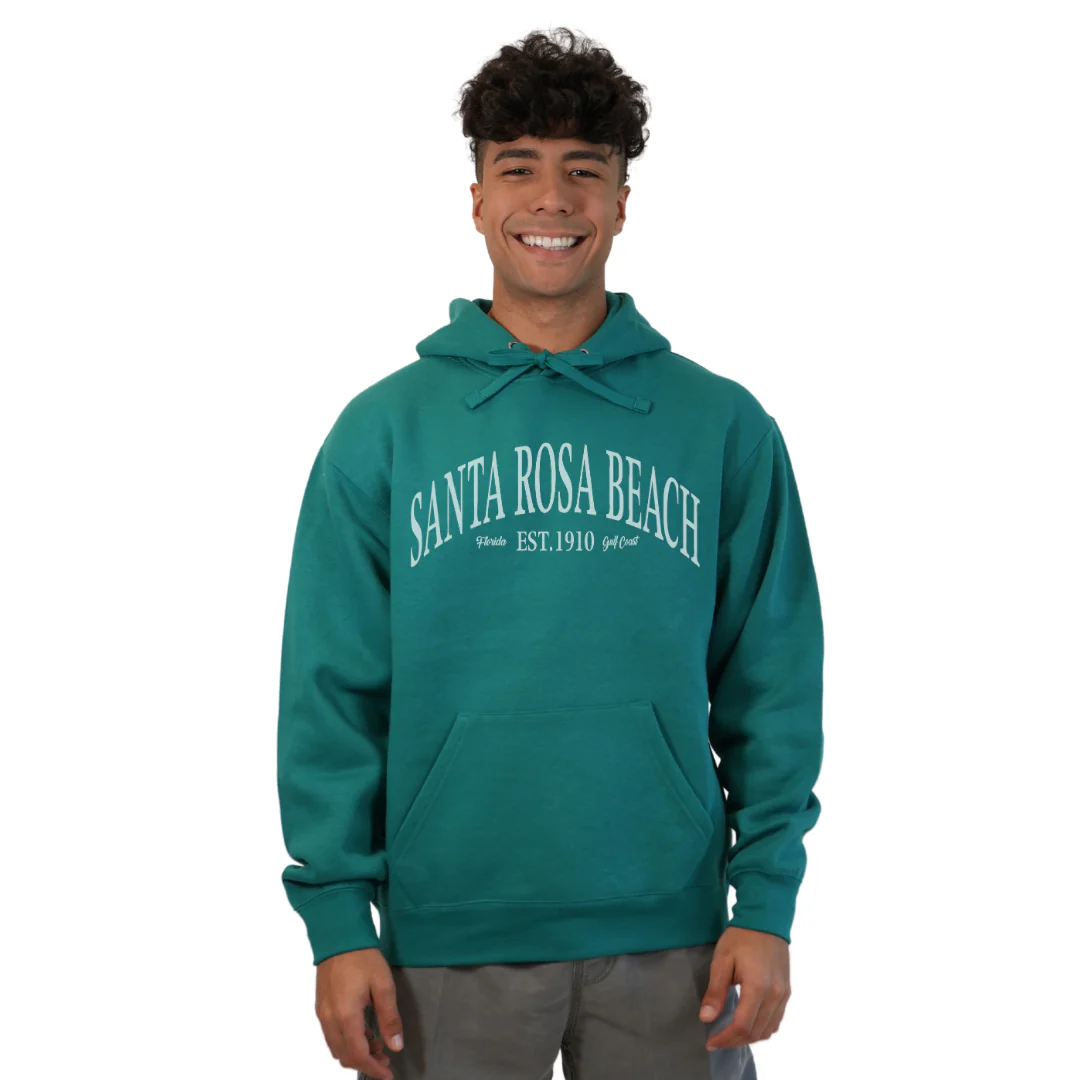 Santa Rosa Beach Pullover Hoodie Men with Big Front White Letters Design Style 252 - Image 7