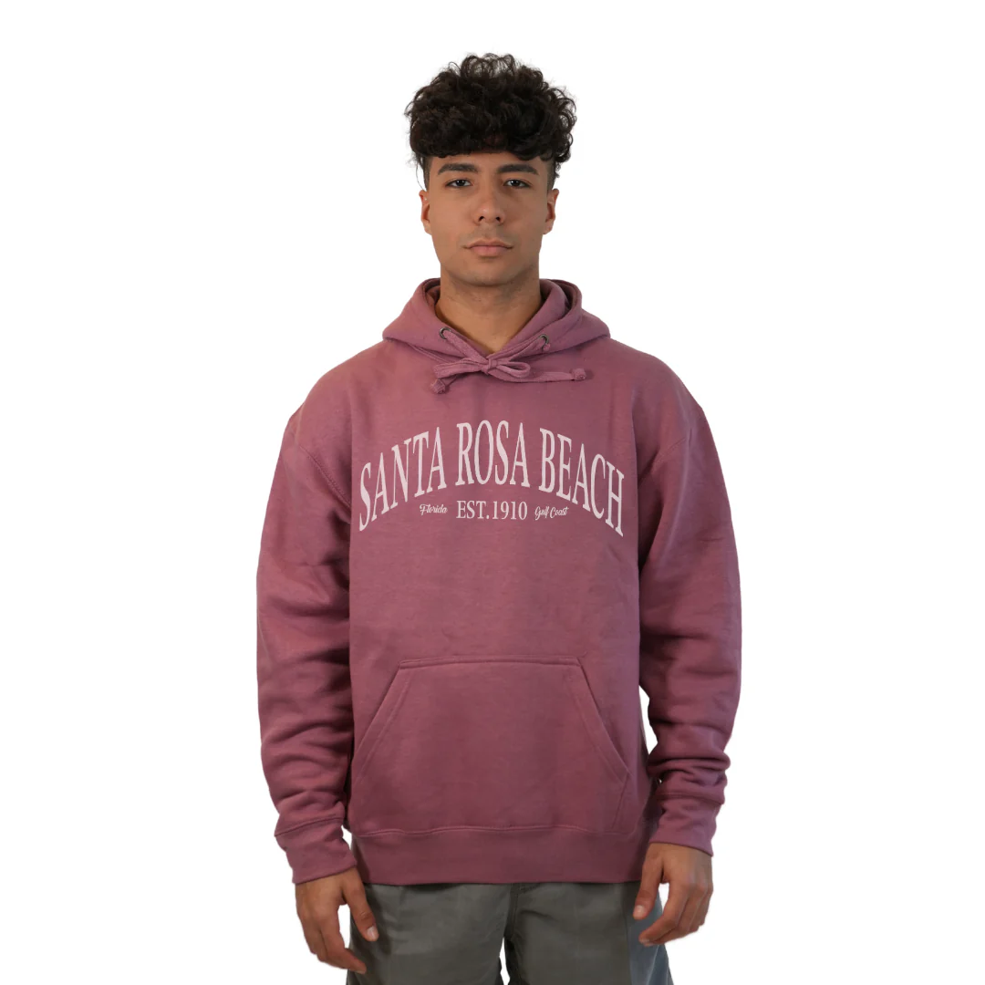 Santa Rosa Beach Pullover Hoodie Men with Big Front White Letters Design Style 252 - Image 8