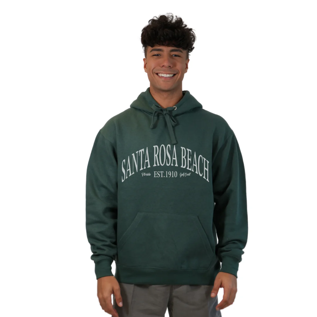 Santa Rosa Beach Pullover Hoodie Men with Big Front White Letters Design Style 252 - Image 9