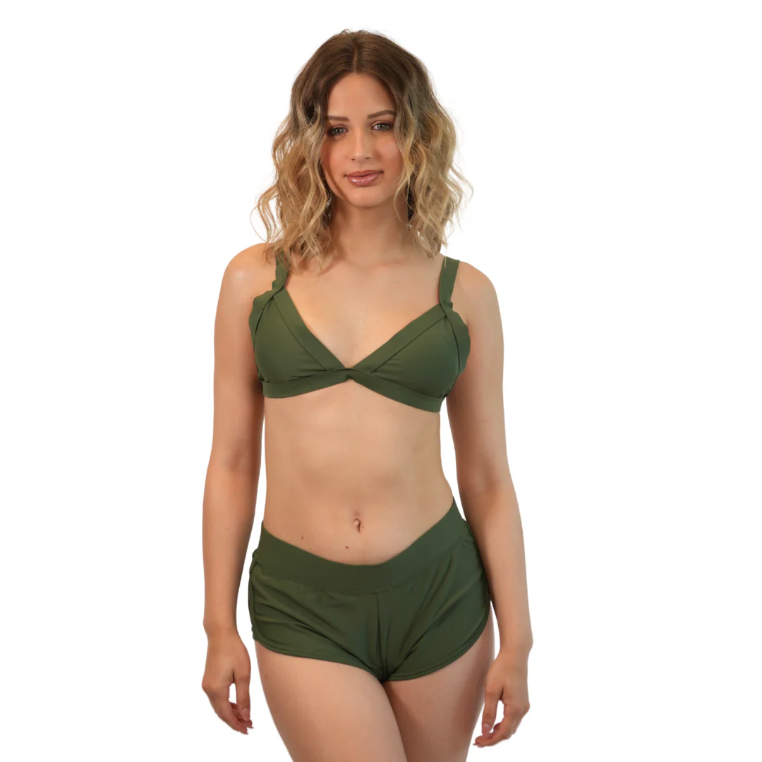 Set of Triangle Top, Short Bottom and Cropped Rashguard - Olive  Style 962-2790|962-1818)|962-Rgw001ol (3 pieces) - Image 2