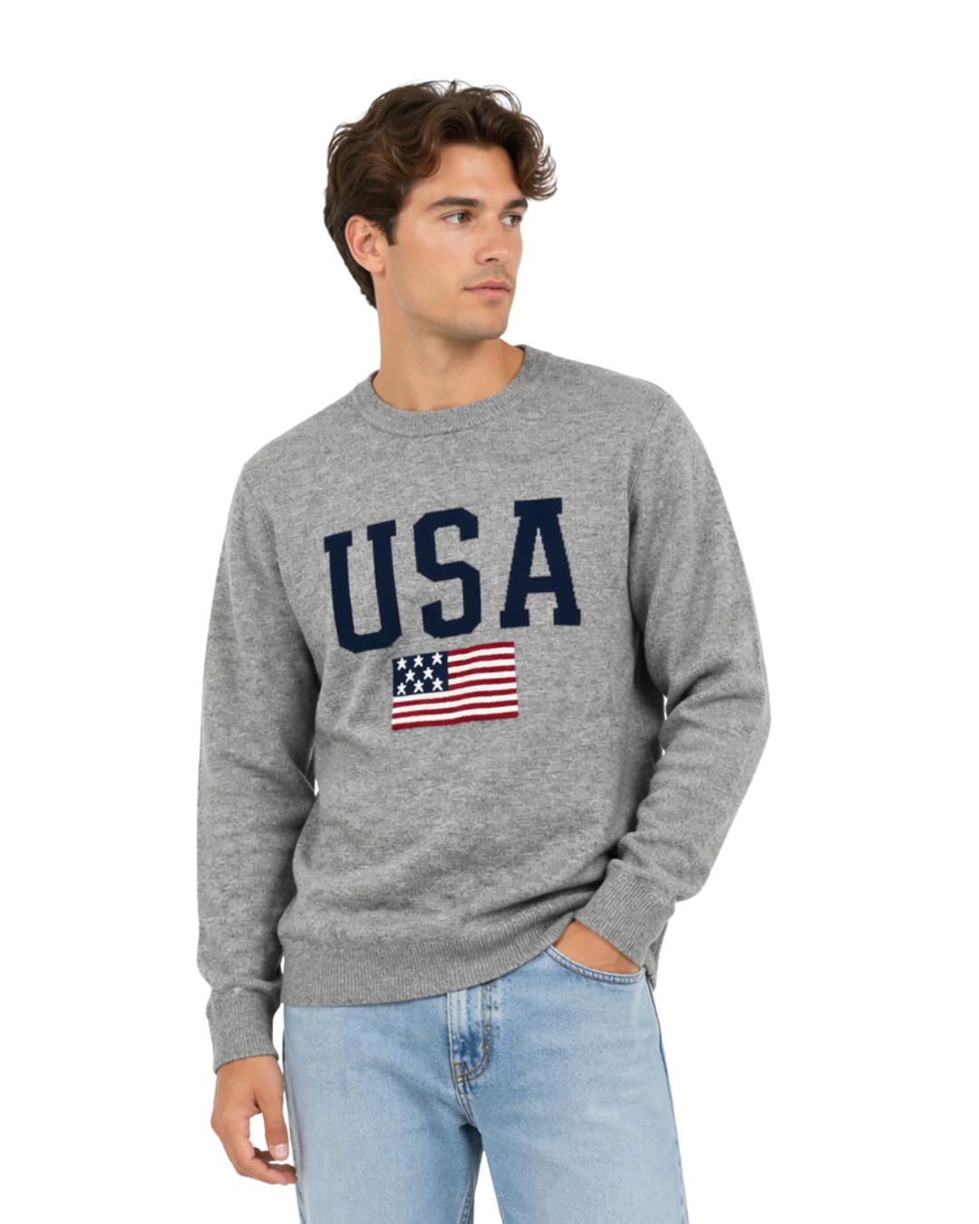 USA Flag Lightweight Men’s Crewneck Sweater - Image 2