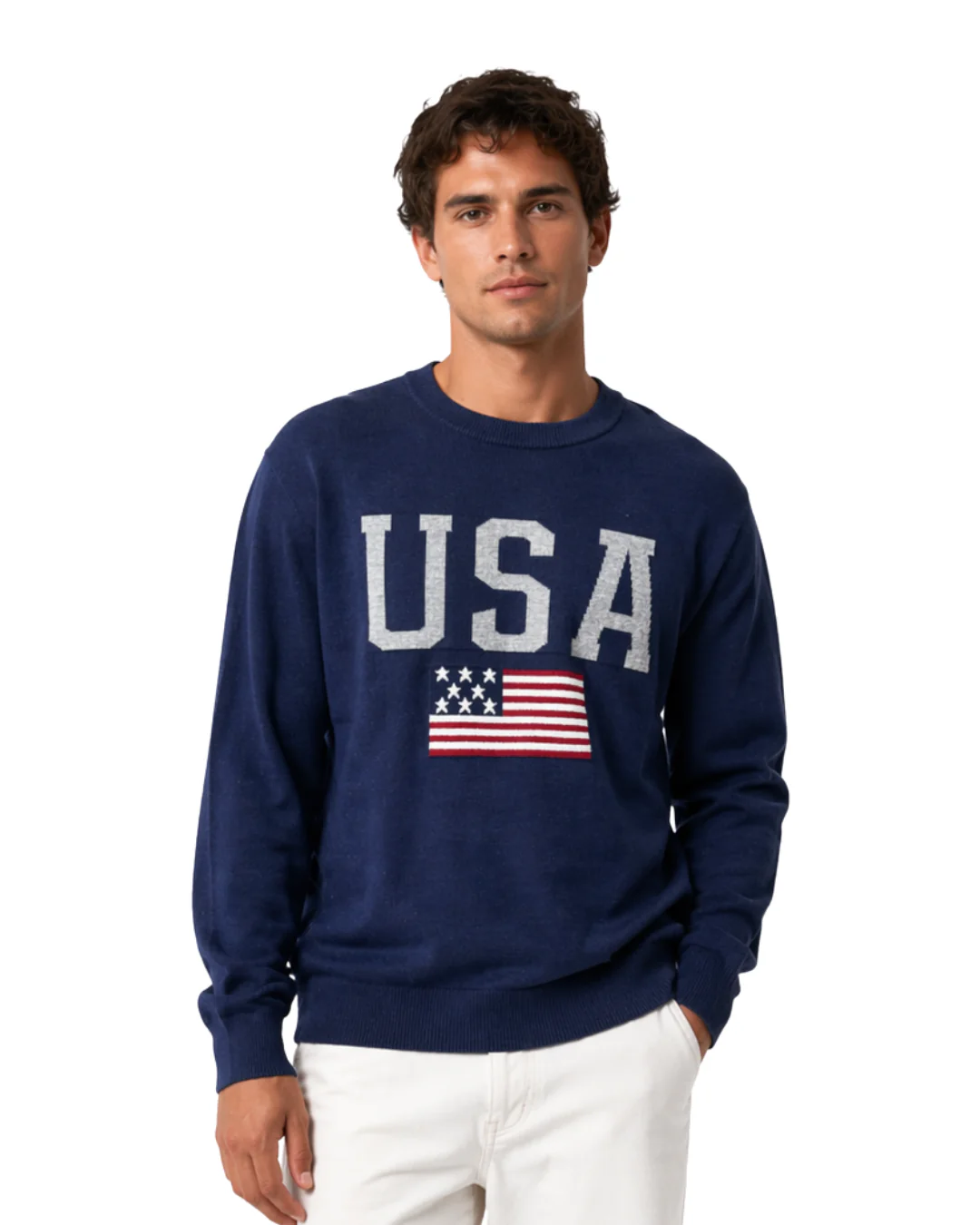 USA Flag Lightweight Men’s Crewneck Sweater - Image 3